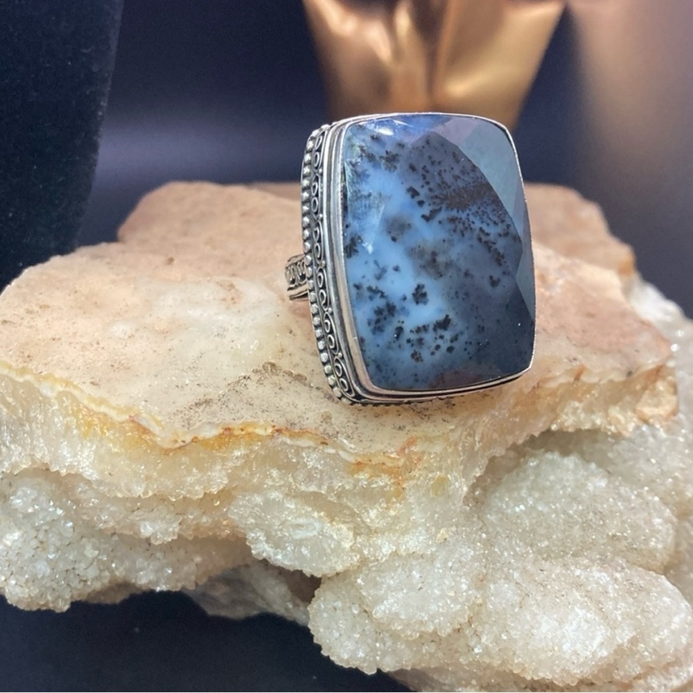 Moss Agate Silver 925 Statement Ring ๐ - Picture 8 of 8